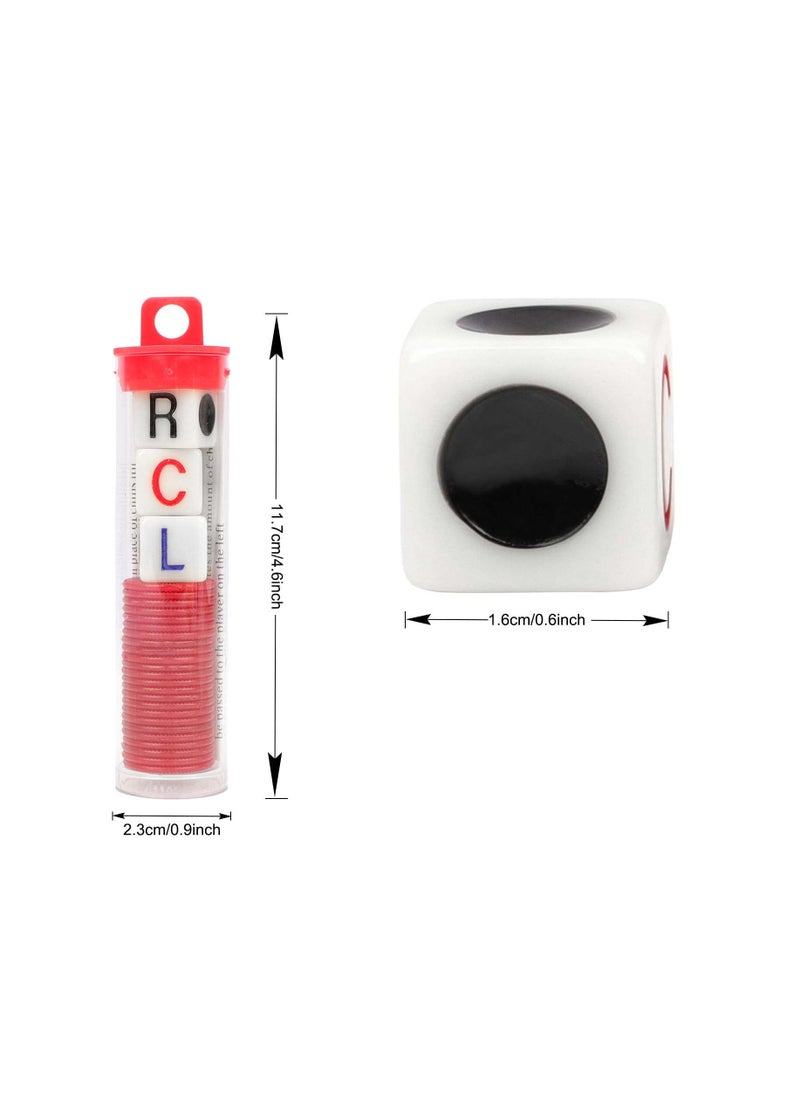 Captaintech Interactive LCR Game Dice Set with 4 Colorful Tubes and Plastic Counters for Family Fun and Classic Dice Games for All Ages  - Image 3