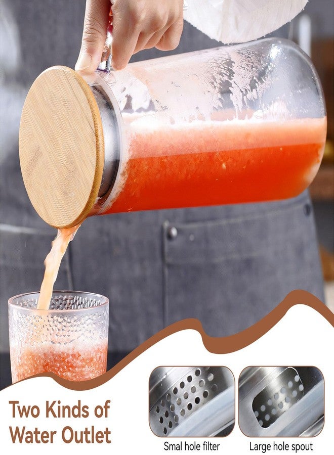 Agatige Acrylic Water Pitcher with Lid, 40 Oz Plastic Iced Tea Pitcher Water Jug Drink Pitcher Beverage Carafe for Juice Tea Coffee Milk(Bamboo Lid) - Image 5
