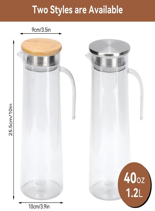 Agatige Acrylic Water Pitcher with Lid, 40 Oz Plastic Iced Tea Pitcher Water Jug Drink Pitcher Beverage Carafe for Juice Tea Coffee Milk(Bamboo Lid) - Image 4