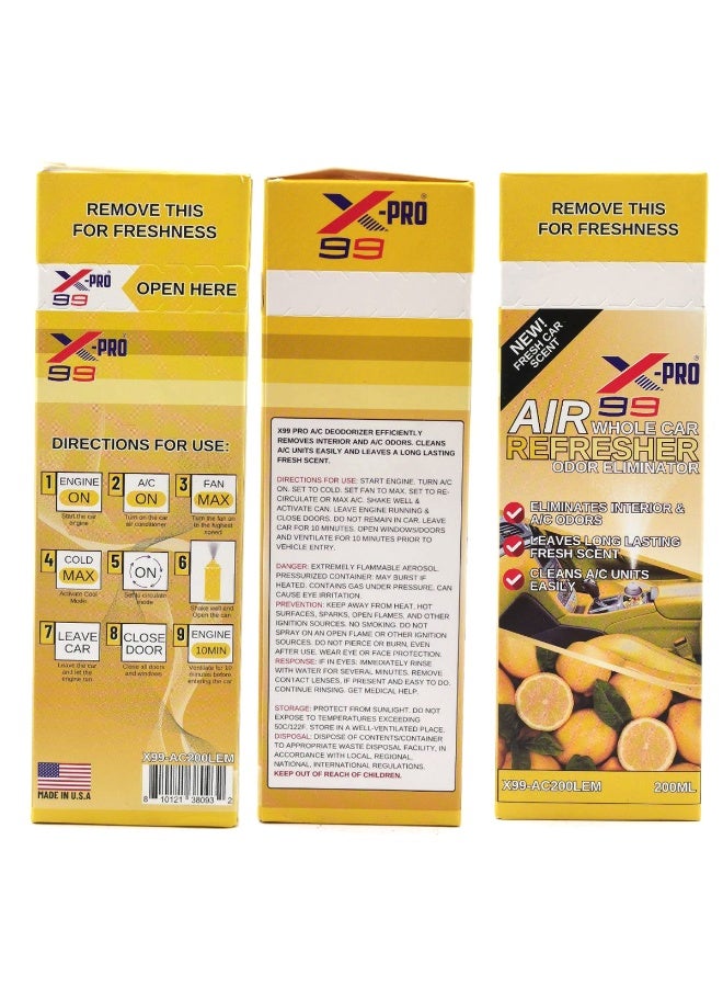 X Pro 99 X-99 Pro Whole Car Air Freshener Lemon Scent 200ml Odor Eliminator AC Cleaner Interior Deodorizer Spray for Car Cabin Refresh Long Lasting Fragrance - Image 5