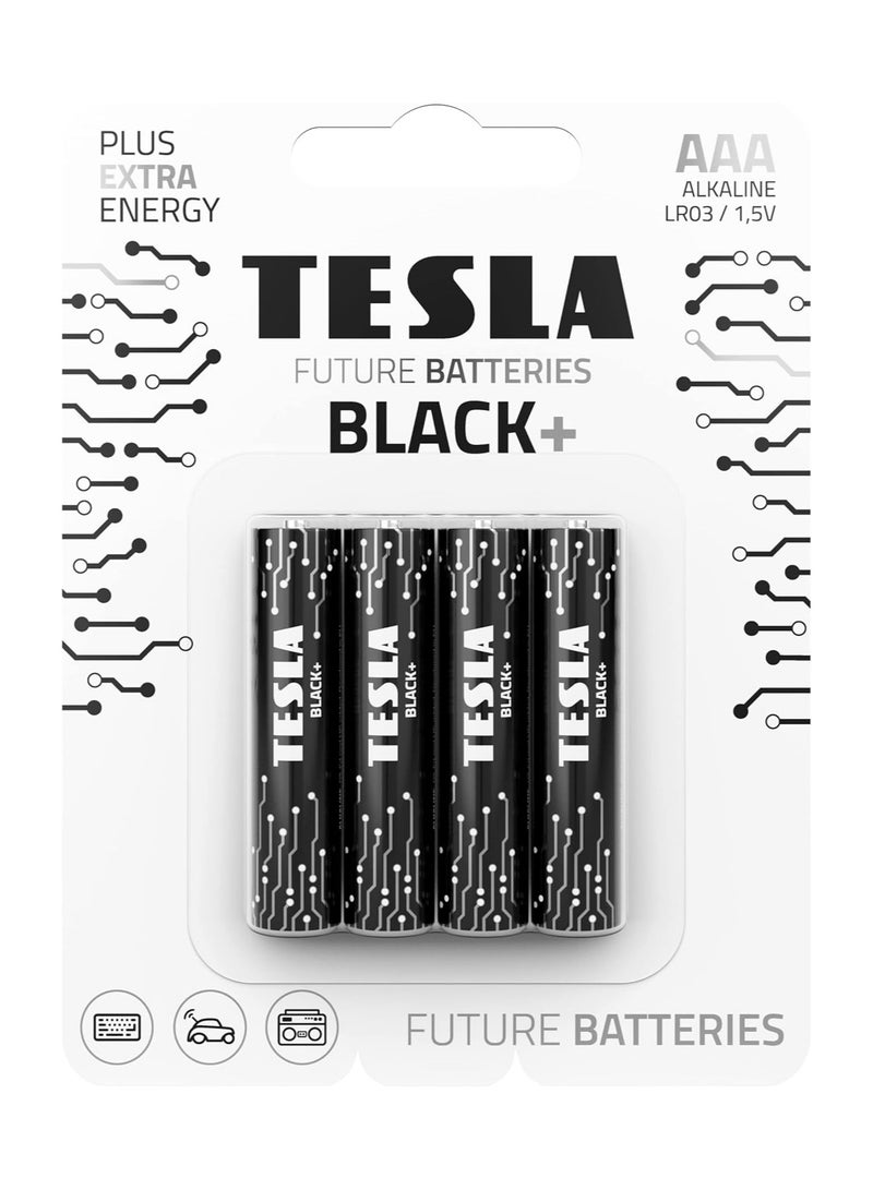 Tesla AAA Future Batteries Black Alkaline Constant Energy Power 4 Pcs Pack - Image 1