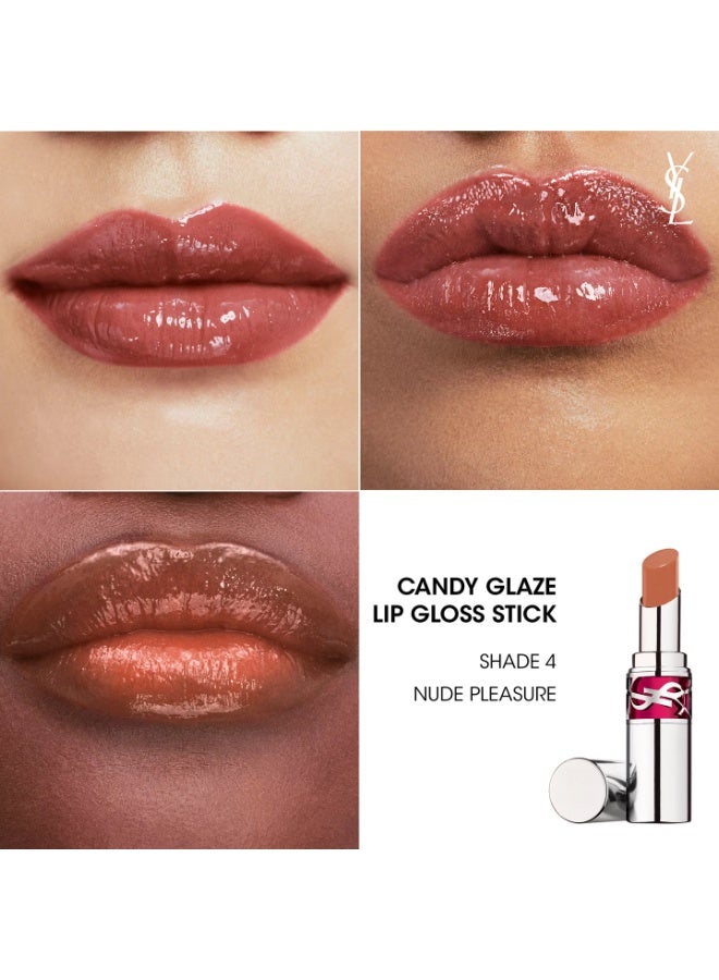 ایو سن لوران إيف سان لوران Candy Glaze ملمع شفاه ستيك – 04 Nude Pleasure – لون شفاه نيود مرطب بلمعان عالٍ - Image 2
