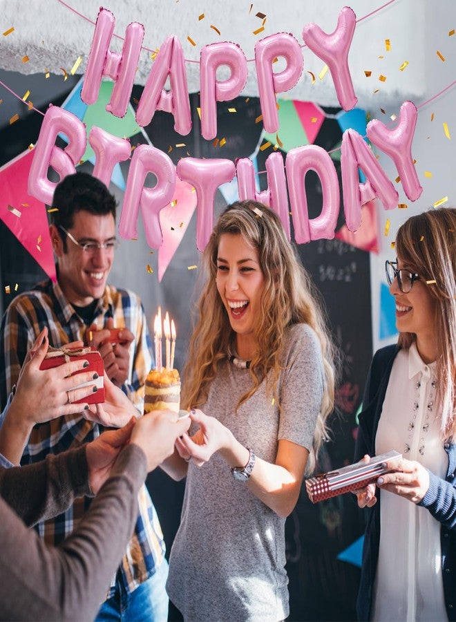 لافتة بالونات عيد ميلاد سعيد وردية اللون من باتيكول، حروف بالونات عيد ميلاد سعيد من رقائق مايلر مقاس 16 بوصة، لافتة عيد ميلاد سعيد قابلة لإعادة الاستخدام، زينة عيد ميلاد وردية اللون للنساء والفتيات - Image 4