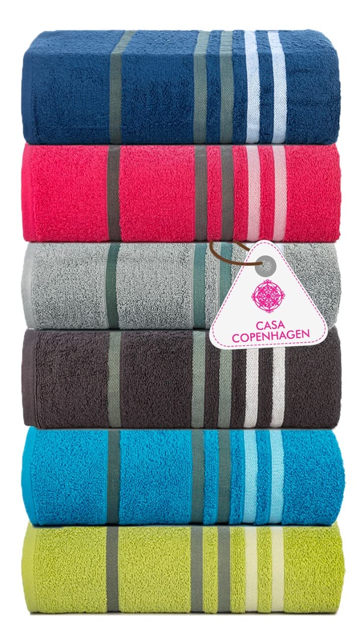 Casa Copenhagen Exotic Luxury Hotel & Spa Quality, 525 GSM Premium Super Soft Cotton, 6 Piece Hand Towel Set,Lime Green,Hawaiian Ocean,Black,Frost Grey, Pink,Estate Blue,Pink,Toffee,Living Coral - Image 1
