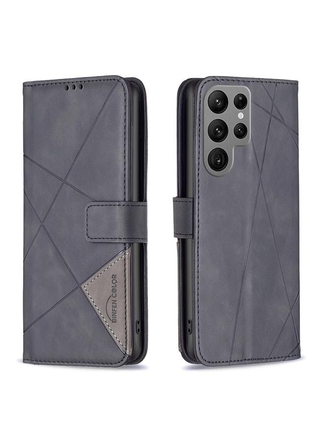 S-TOP Case For Samsung Galaxy S25 Ultra 5G Magnetic Buckle Rhombus Texture Leather Phone Case - Image 1