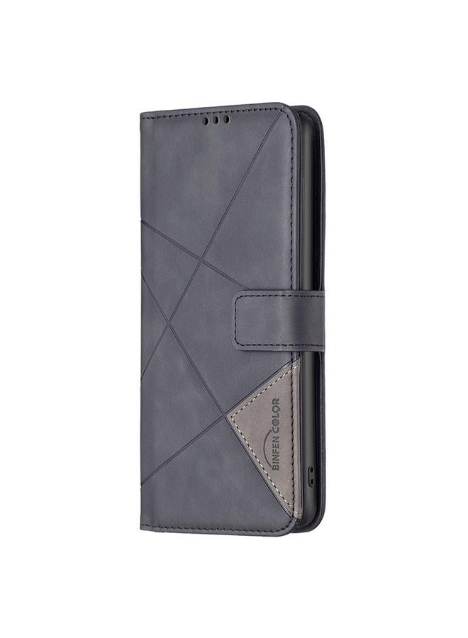 S-TOP Case For Samsung Galaxy S25 Ultra 5G Magnetic Buckle Rhombus Texture Leather Phone Case - Image 3