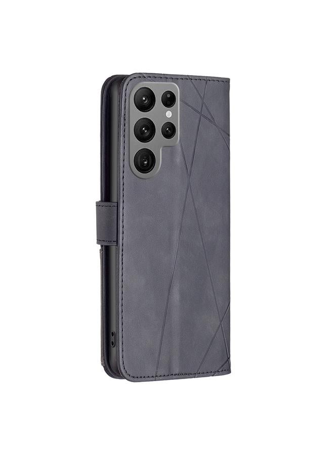 S-TOP Case For Samsung Galaxy S25 Ultra 5G Magnetic Buckle Rhombus Texture Leather Phone Case - Image 4