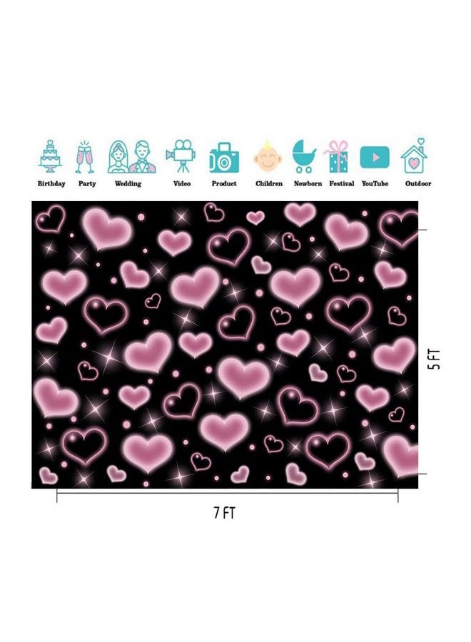 CYLYH 7x5FT Black and Pink Heart Photo Backdrop 90s Background Sweet Women Men Happy Birthday Party Photography Background Studio Props D901 - Image 5