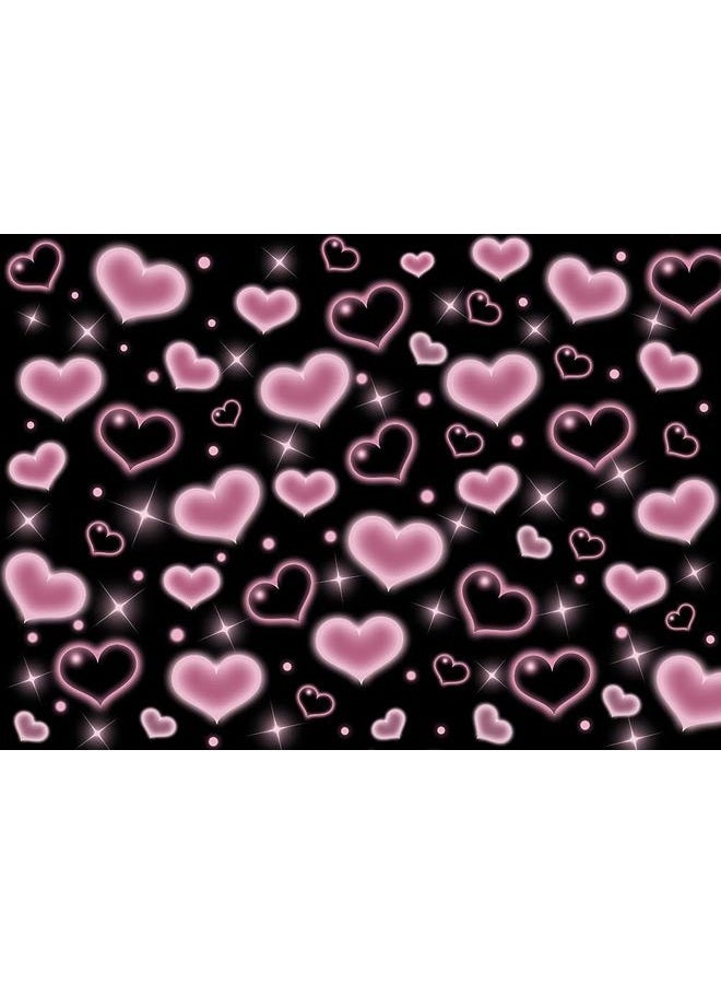 CYLYH 7x5FT Black and Pink Heart Photo Backdrop 90s Background Sweet Women Men Happy Birthday Party Photography Background Studio Props D901 - Image 1