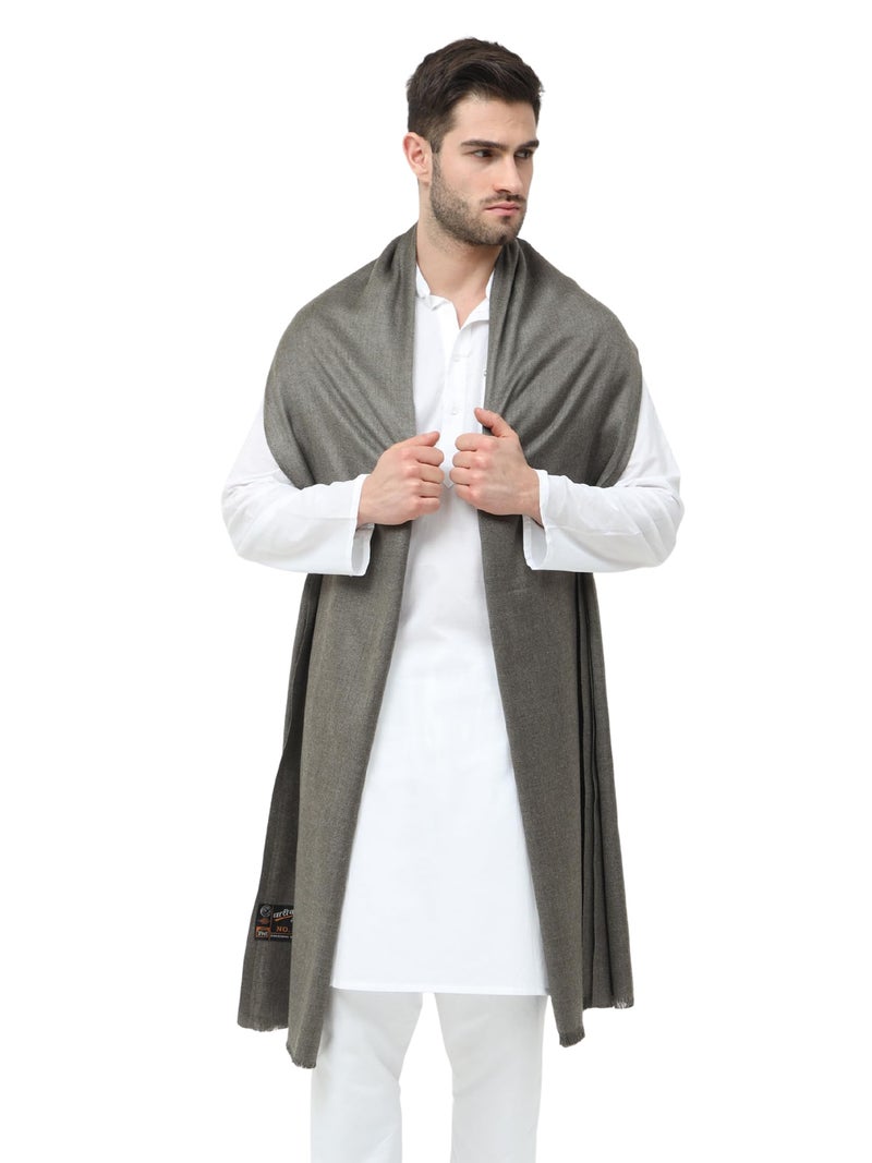 Arvore Bunkaar Dhariwal Men's Plain Faux Cashmilon Woolen Shawl/Lohi (Grey, 45"x100") - Image 3