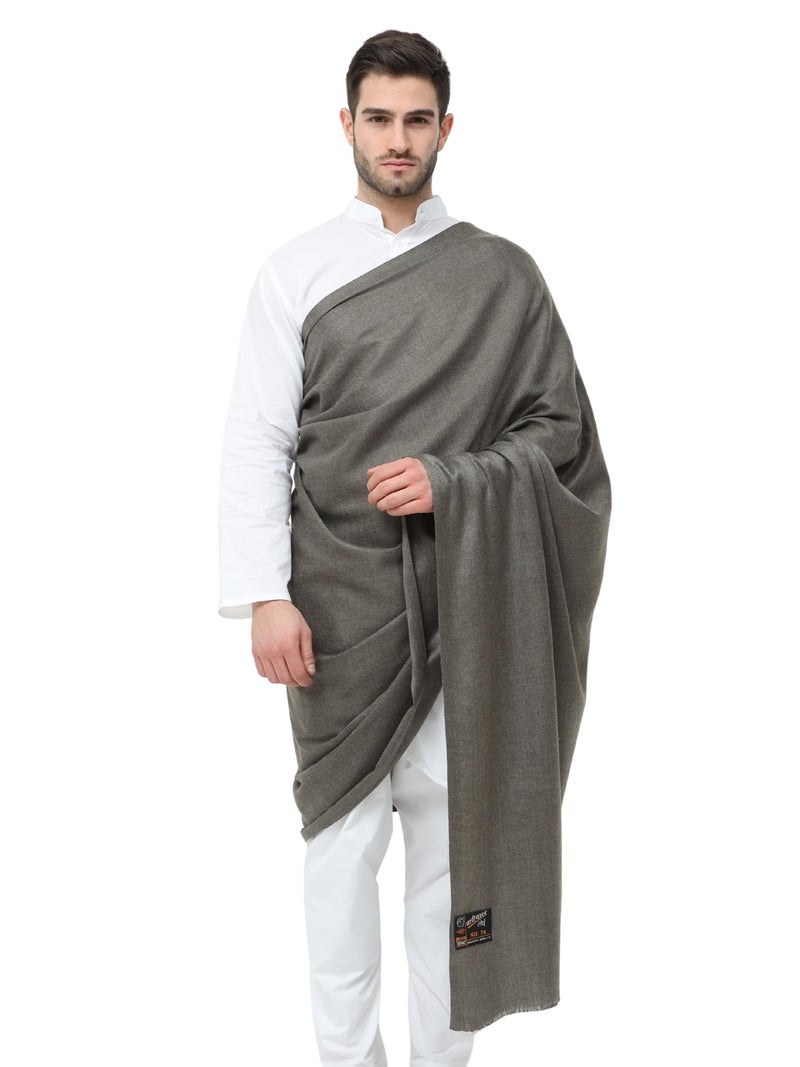 Arvore Bunkaar Dhariwal Men's Plain Faux Cashmilon Woolen Shawl/Lohi (Grey, 45"x100") - Image 2