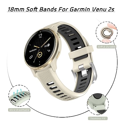 Bolesi 18mm Watch Bands Compatible with Garmin Venu 3S/2S/4 41mm/Vivoactive 4S,Silicone Soft Waterproof Replacement Quick Release Strap for Garmin Forerunner 265S/255S/255S Music Men Women - Image 4