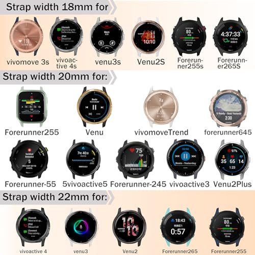 Bolesi 18mm Watch Bands Compatible with Garmin Venu 3S/2S/4 41mm/Vivoactive 4S,Silicone Soft Waterproof Replacement Quick Release Strap for Garmin Forerunner 265S/255S/255S Music Men Women - Image 2