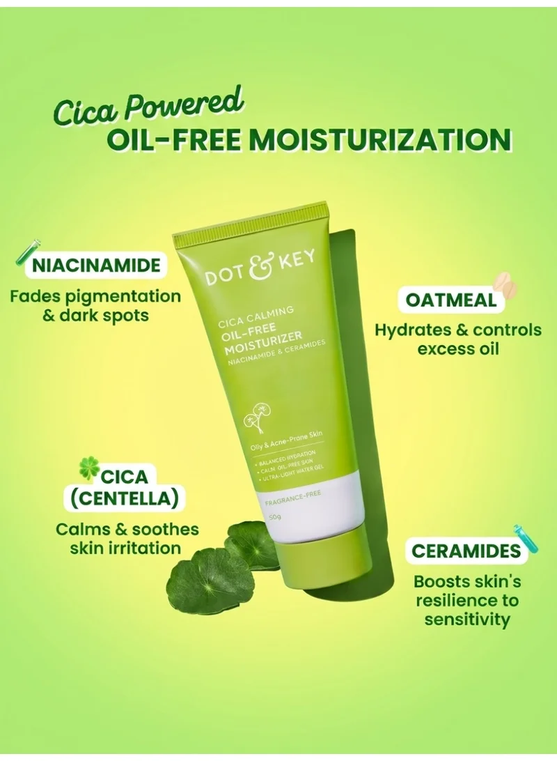 Dot & Key Dot & Key Cica + Niacinamide Oil-Free Gel Moisturizer For Face, Controls Excess Oil, For Oily, Acne-Prone Skin, Reduces Redness & Skin Irritation, Fades Dark Spots & Acne Marks, Non-Sticky, Lightweight, Non-Greasy | 50g