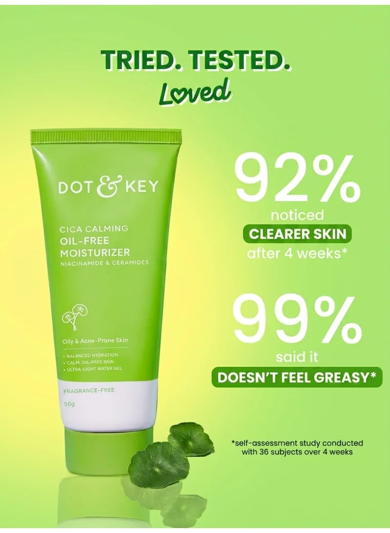 Dot & Key  Dot & Key Cica + Niacinamide Oil-Free Gel Moisturizer For Face, Controls Excess Oil, For Oily, Acne-Prone Skin, Reduces Redness & Skin Irritation, Fades Dark Spots & Acne Marks, Non-Sticky, Lightweight, Non-Greasy | 50g  | Best Price UAE