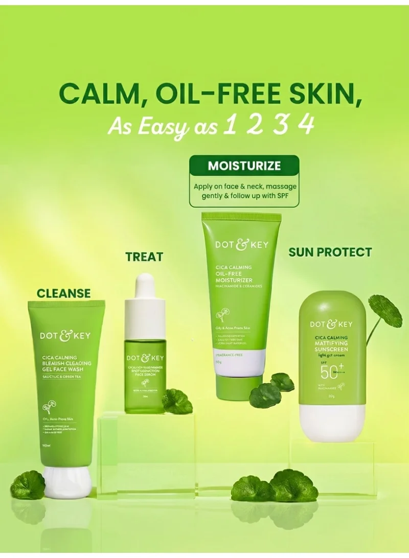 Dot & Key  Dot & Key Cica + Niacinamide Oil-Free Gel Moisturizer For Face, Controls Excess Oil, For Oily, Acne-Prone Skin, Reduces Redness & Skin Irritation, Fades Dark Spots & Acne Marks, Non-Sticky, Lightweight, Non-Greasy | 50g  | Best Price UAE