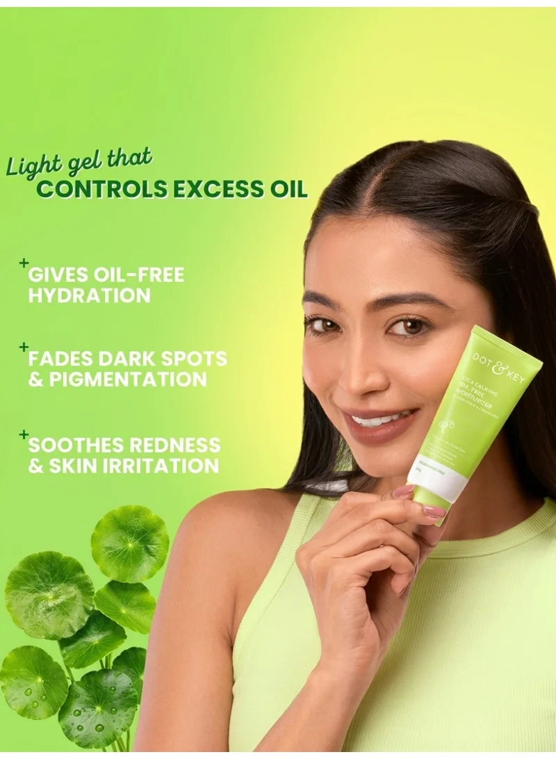 Dot & Key  Dot & Key Cica + Niacinamide Oil-Free Gel Moisturizer For Face, Controls Excess Oil, For Oily, Acne-Prone Skin, Reduces Redness & Skin Irritation, Fades Dark Spots & Acne Marks, Non-Sticky, Lightweight, Non-Greasy | 50g  | Best Price UAE