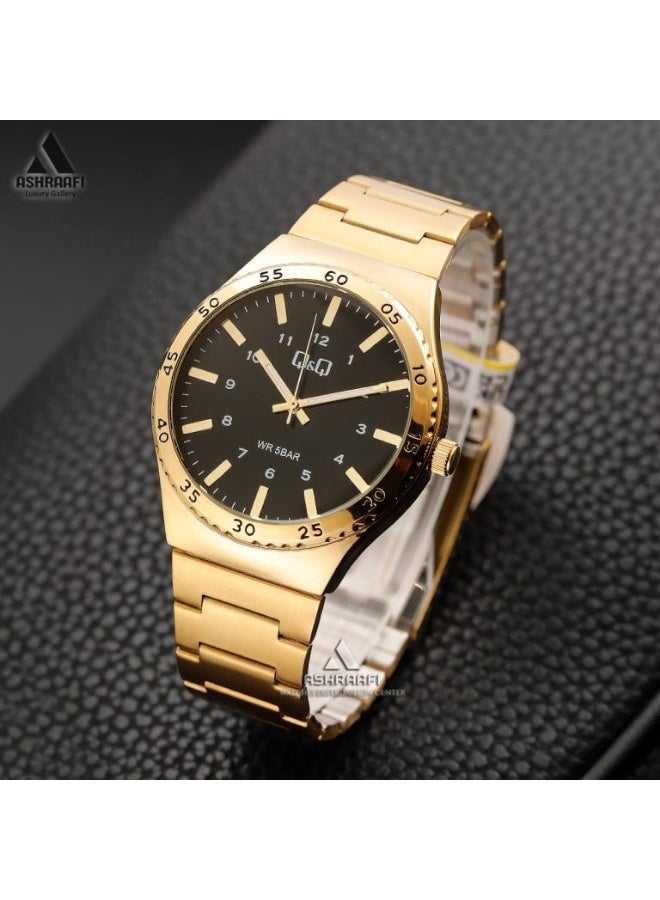 Q&Q Men's Analog Quartz Watch Q70B-006PY, Gold Tone with Black Dial - Image 5