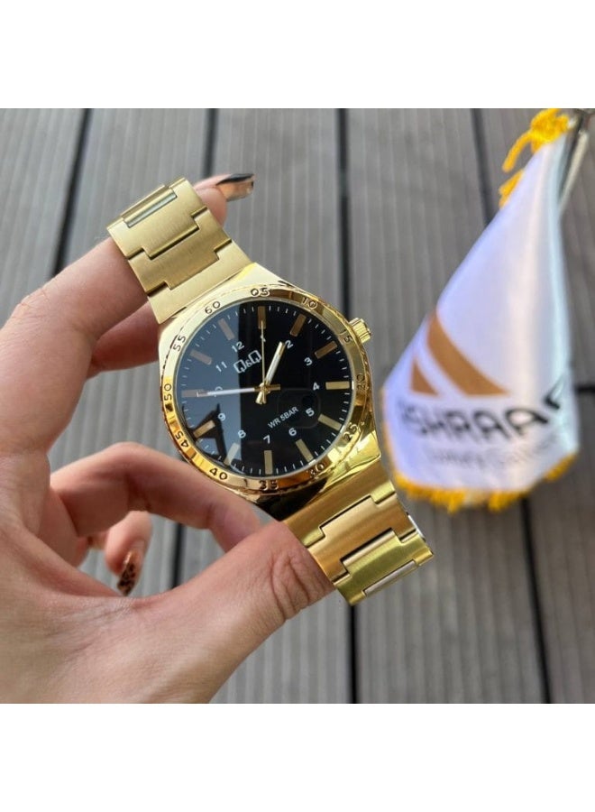 Q&Q Men's Analog Quartz Watch Q70B-006PY, Gold Tone with Black Dial - Image 3
