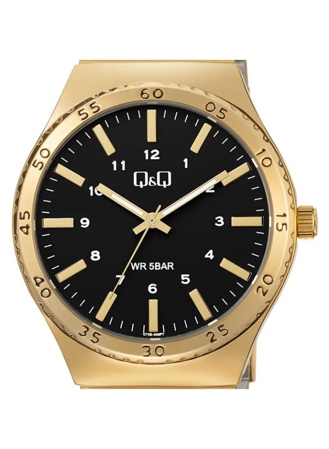 Q&Q Men's Analog Quartz Watch Q70B-006PY, Gold Tone with Black Dial - Image 2