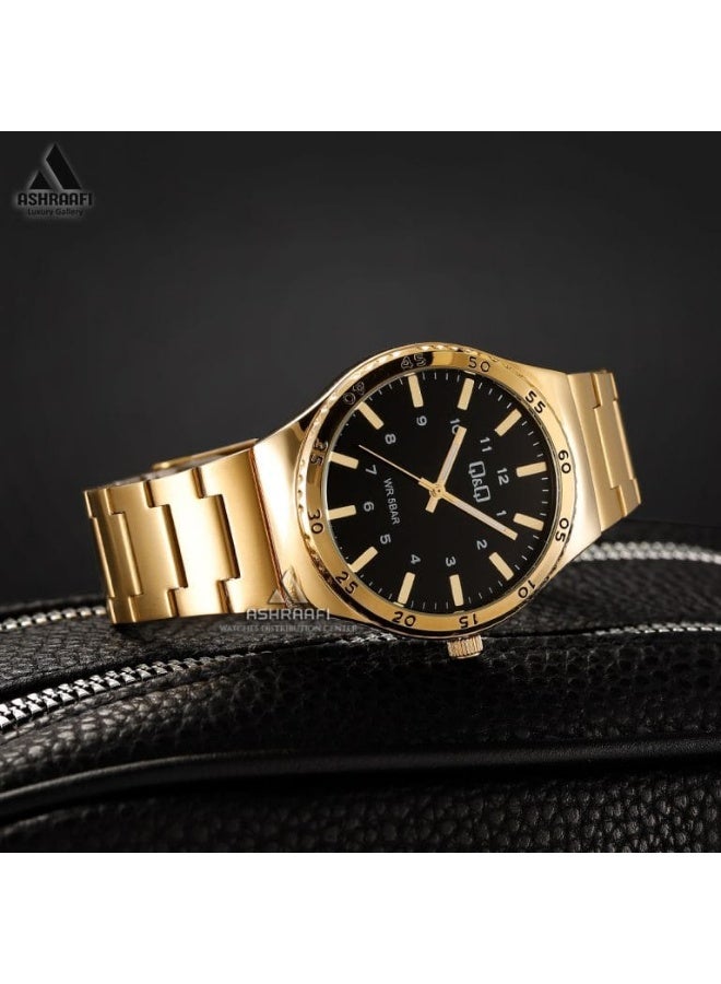 Q&Q Men's Analog Quartz Watch Q70B-006PY, Gold Tone with Black Dial - Image 4