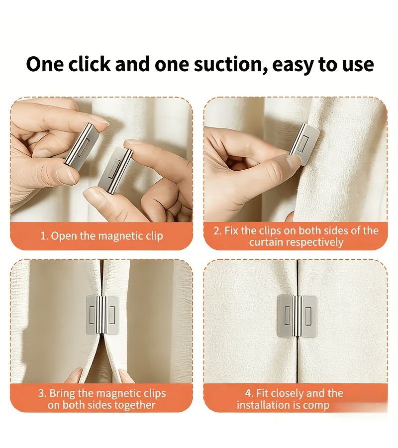 4Pcs Magnetic Curtain Clips Easy Install Prevent Light Leakage Privacy Protection - Image 4