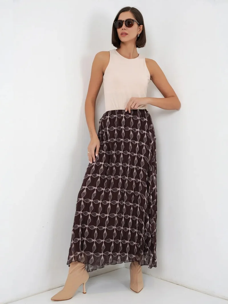 بيغ دارت BDART High Waist Geometric Print Maxi Skirt