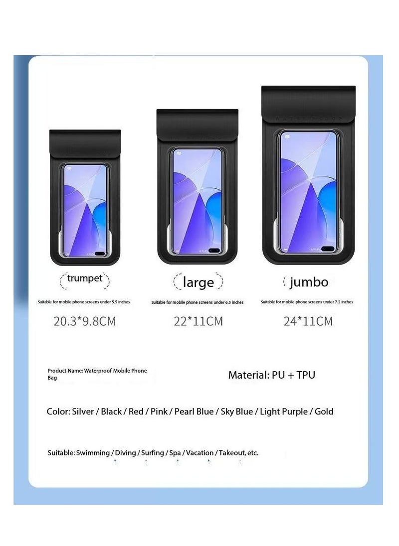 CityRiya-Long IPX8 Certified 30M Heavy Rainproof Phone Pouch for Food Delivery Riders - Sealed Transparent Touch Screen Case with Reflective Lanyard & Bike Mount Compatibility - Fit iPhone 16/15/14, Galaxy S25/S24 - Up to 7.2" Screen - Durable PVC, Shockproof & Anti-Scratch - 2 Pack（silvery-7.2inch，FLL0071311）  - Image 2