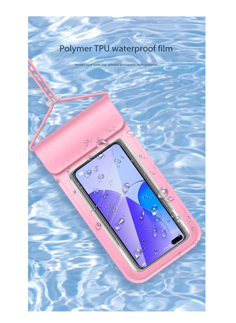 CityRiya-Long IPX8 Certified 30M Heavy Rainproof Phone Pouch for Food Delivery Riders - Sealed Transparent Touch Screen Case with Reflective Lanyard & Bike Mount Compatibility - Fit iPhone 16/15/14, Galaxy S25/S24 - Up to 7.2" Screen - Durable PVC, Shockproof & Anti-Scratch - 2 Pack（silvery-7.2inch，FLL0071311）  - Image 3
