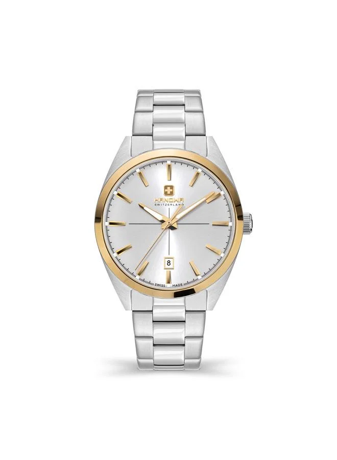 Misox Silver Dial Silver Stainless Steel Bracelet Watch for Men 40mm