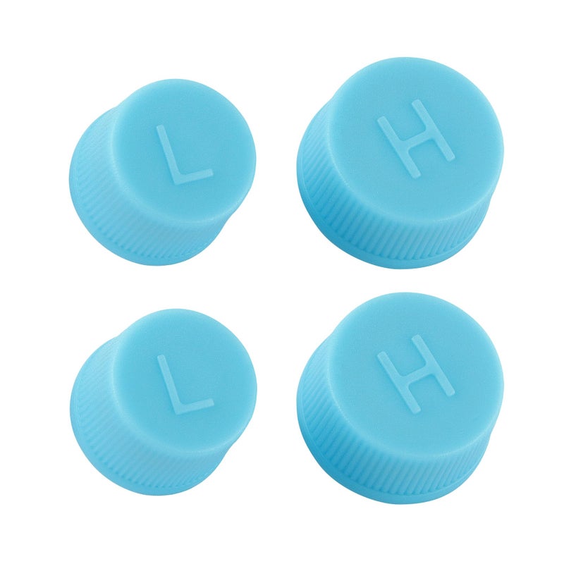 4 قطع أغطية صمامات مكيف الهواء للسيارة - أغطية منفذ الضغط المنخفض وأغطية الضغط العالي لنظام مكيف الهواء R134a - ملحقات مكيف الهواء للسيارات والشاحنات وسيارات الدفع الرباعي 4 قطع