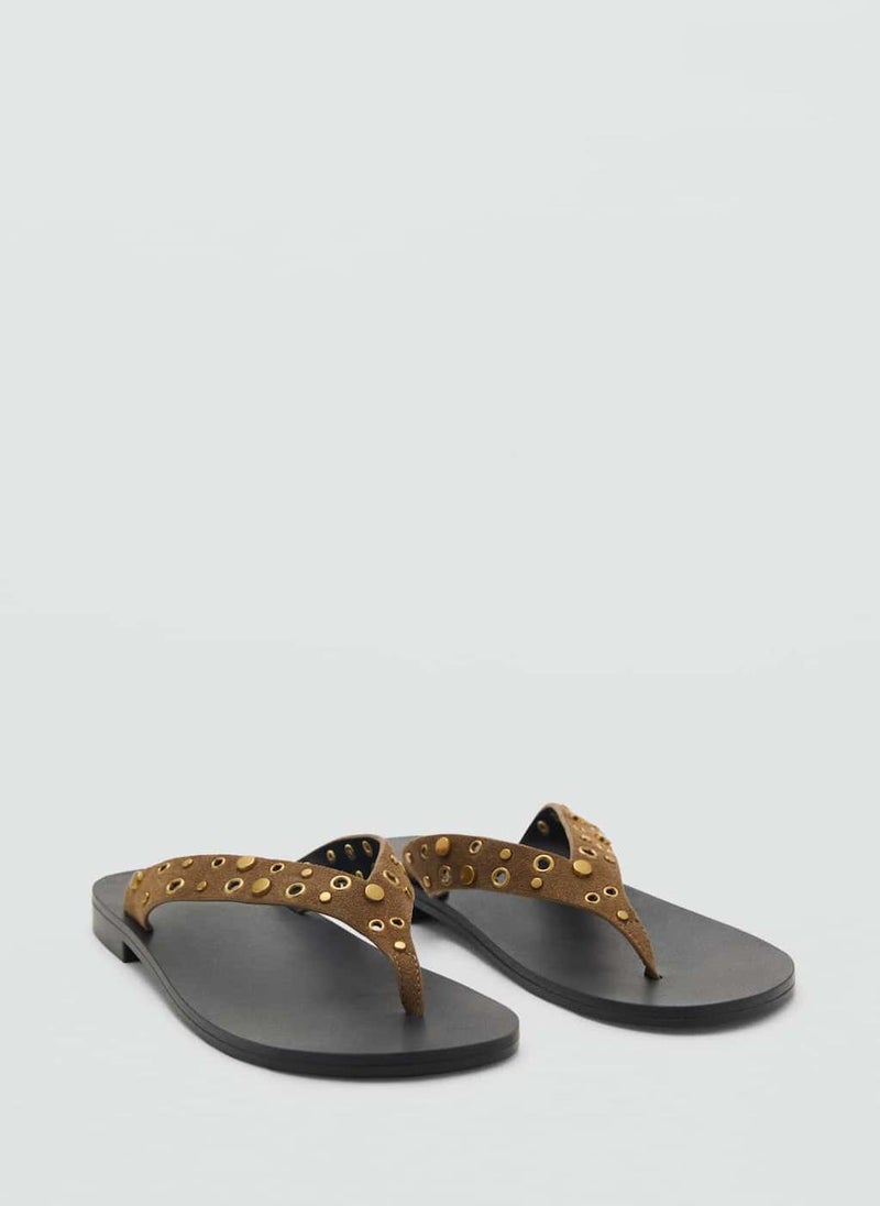 MANGO Suede Sandals With Eyelet Straps  - Image 2