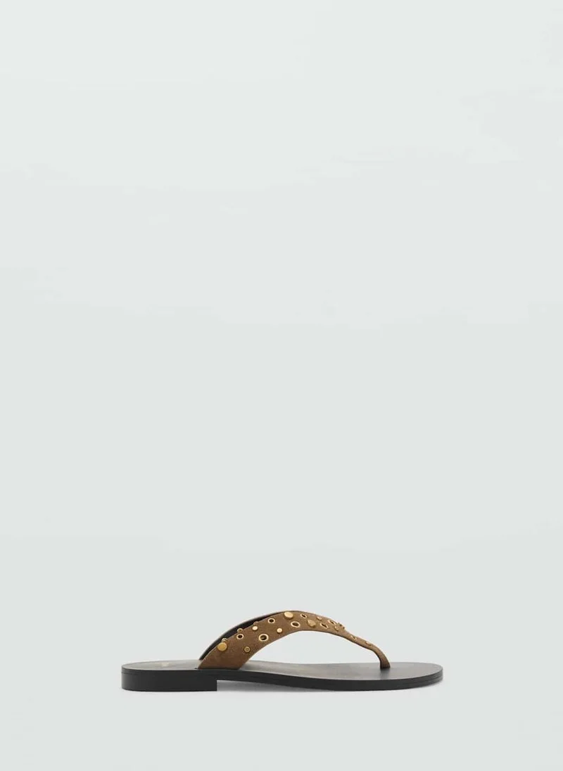مانجو Suede Sandals With Eyelet Straps