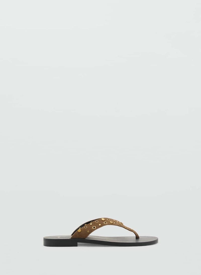 MANGO Suede Sandals With Eyelet Straps  - Image 1