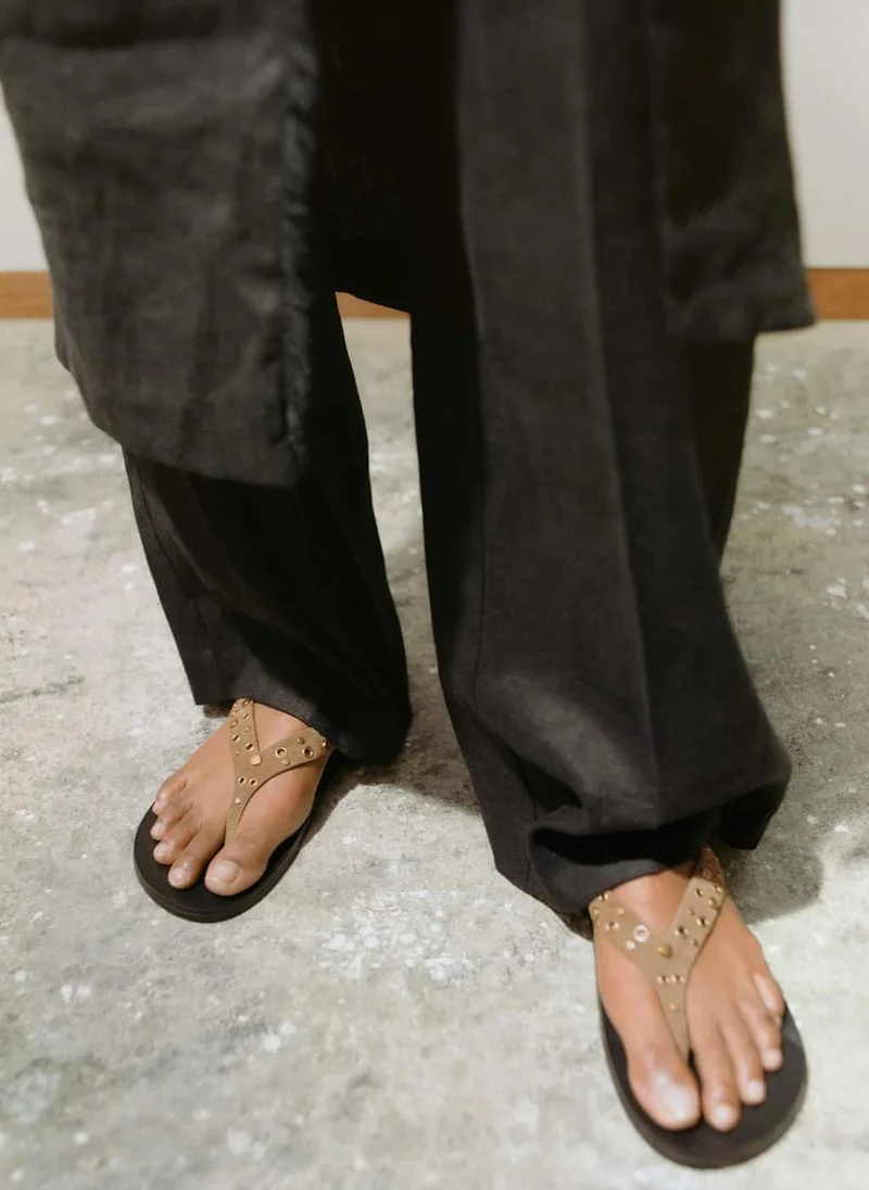 MANGO Suede Sandals With Eyelet Straps