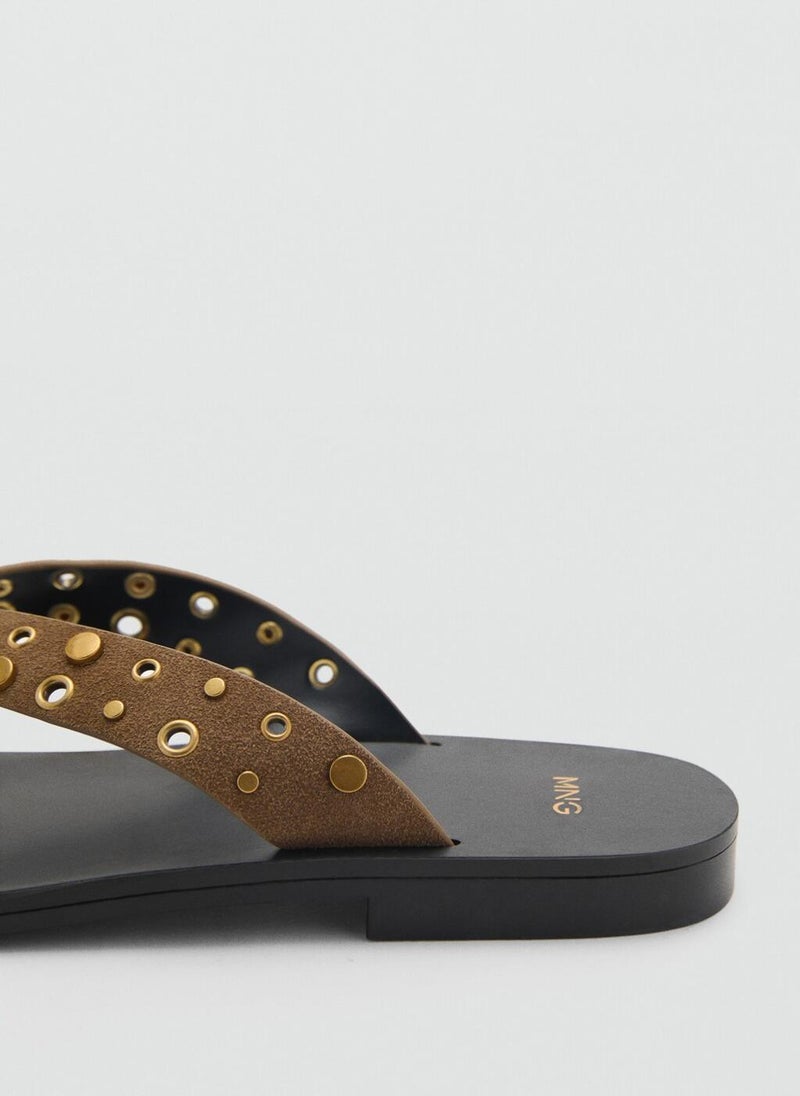 MANGO Suede Sandals With Eyelet Straps  - Image 3