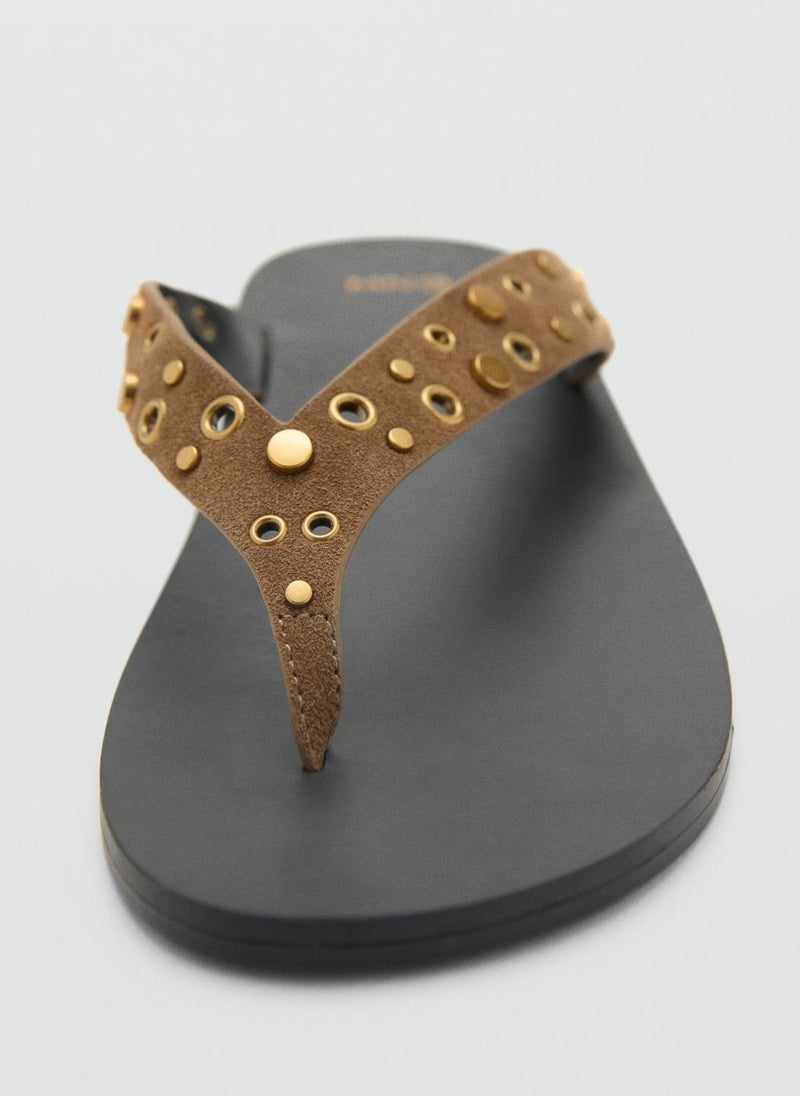 MANGO Suede Sandals With Eyelet Straps  - Image 4
