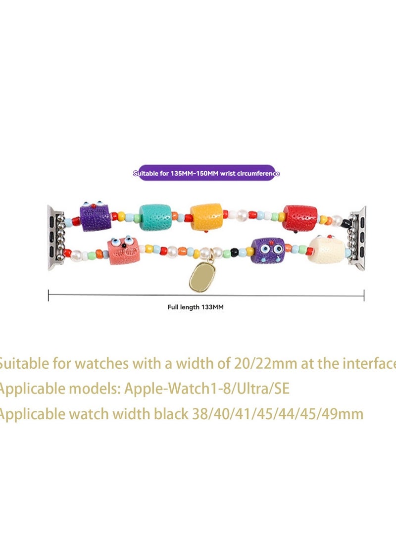 Cartoon 38/40/41mm Universal Compatible With Apple Watch, Suitable For Both Men And Women, Elastic Rope Beaded Cartoon Watch Strap Wristband Compatible With Iwatch 1-8/Ultra/Se - Image 2