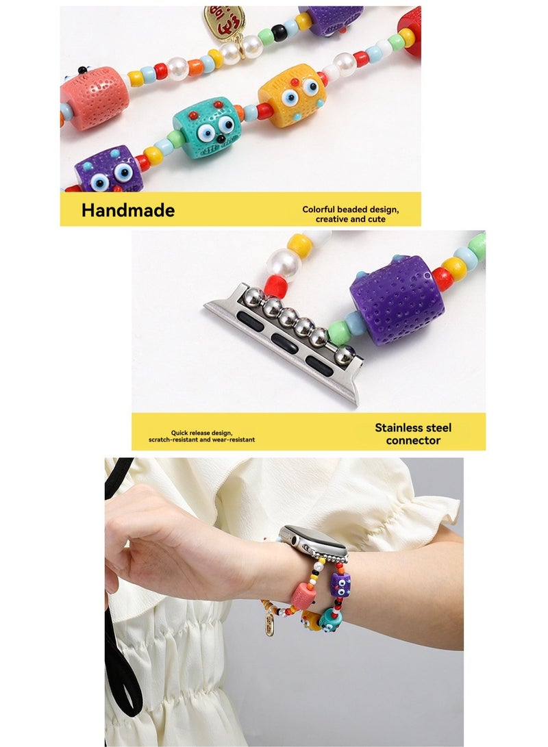 Cartoon 38/40/41mm Universal Compatible With Apple Watch, Suitable For Both Men And Women, Elastic Rope Beaded Cartoon Watch Strap Wristband Compatible With Iwatch 1-8/Ultra/Se - Image 3