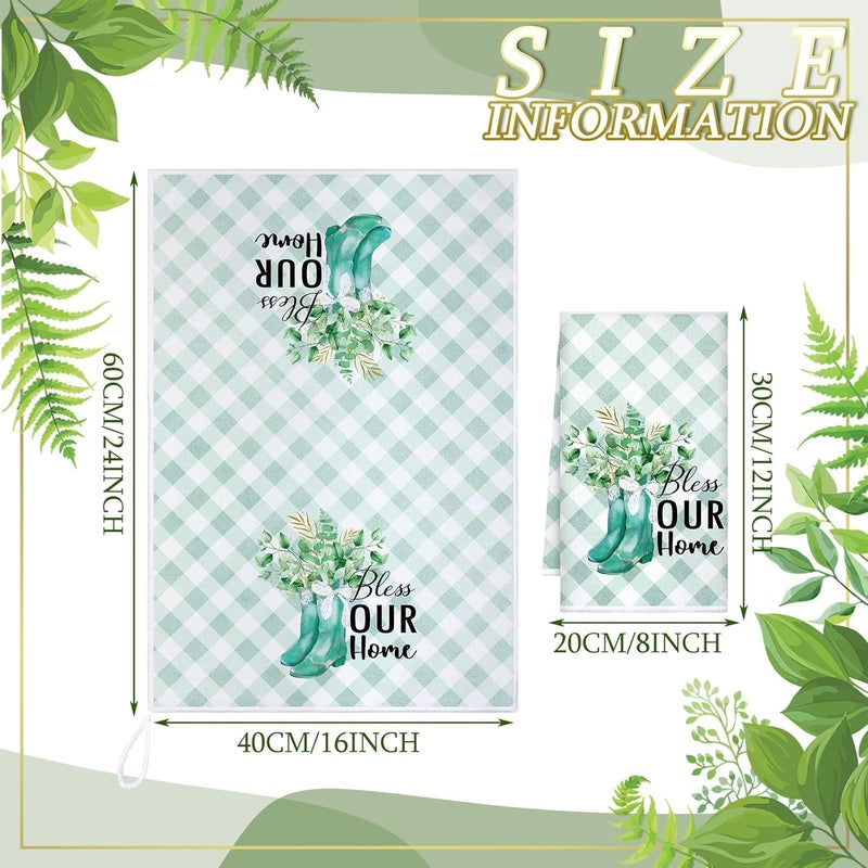 Boyiee Set of 6 Eucalyptus Kitchen Towels Green Leaves Dishtowels Absorbent Spring Summer Hand Tea Towels 24 x 16 Inch Eucalyptus Lover Gifts Holiday Wedding Gifts for Farmhouse Kitchen Bathroom Decor - Image 3