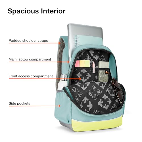 Nasher Miles History 3 Compartment Laptop Backpack 31 Liters Polyester with Raincover| Front Organiser Ideal for College, School Bags for Boys & Girls (Green) - Image 3