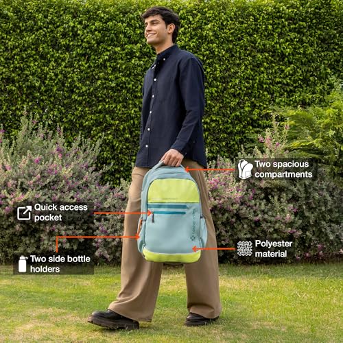 Nasher Miles History 3 Compartment Laptop Backpack 31 Liters Polyester with Raincover| Front Organiser Ideal for College, School Bags for Boys & Girls (Green) - Image 2