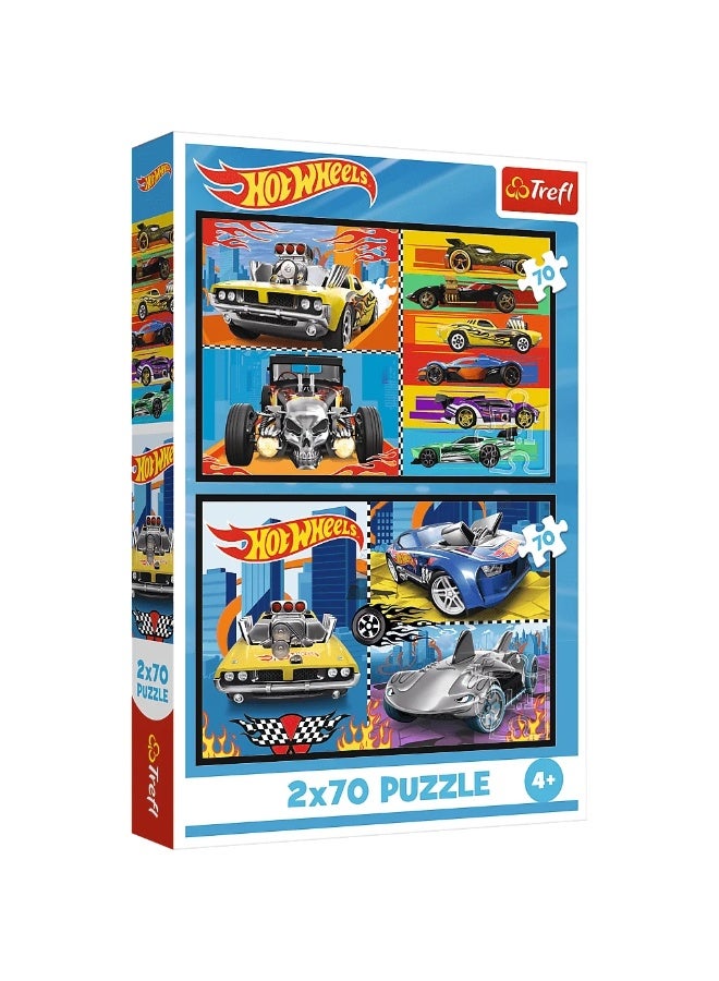 Trefl - Hot Wheels Toy Cars Puzzle 2x70 Pieces - 34442 - Image 1