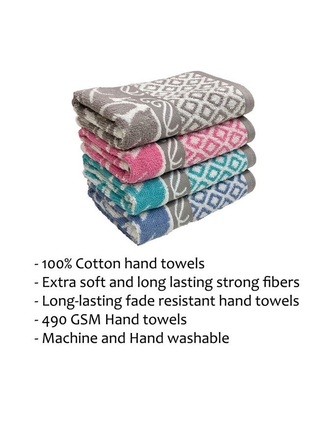 STAMIO Cotton 490 GSM Hand Towel Set of 4, 40 X 60 cm for Men, Women, Home Use, Gym, Wash Basin. Sports, Workout | Soft, Absorbent, Quick Dry, Full Size Large | Multicolor - Image 2