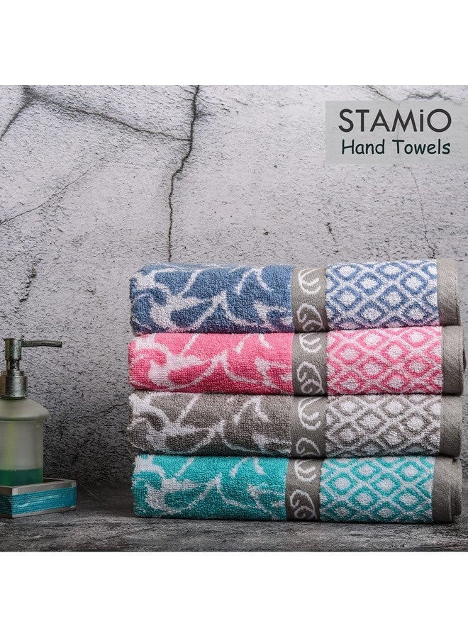 STAMIO Cotton 490 GSM Hand Towel Set of 4, 40 X 60 cm for Men, Women, Home Use, Gym, Wash Basin. Sports, Workout | Soft, Absorbent, Quick Dry, Full Size Large | Multicolor - Image 3