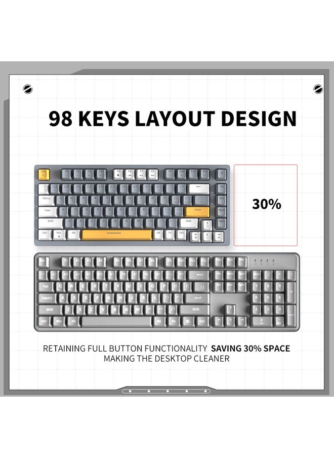 Zifriend - 82 Keys RGB Gaming Keyboard Wired Waterproof With 26 Keys Anti-ghosting Keyboard and Three-color Keycaps With Red Switch for Gamers(Gray, white and yellow) - Image 1