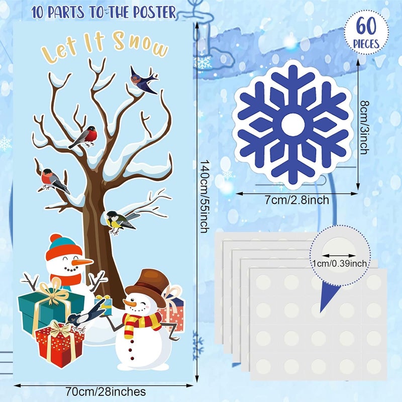 comfrt 61 Pcs Winter Classroom Bulletin Board Decoration Christmas Wonderland Winter Tree Cutout with Snowflake Snowman Xmas Gift Box Cutout Let It Snow Cutout for Winter Classroom Wall Decor (Snowflake) - Image 2