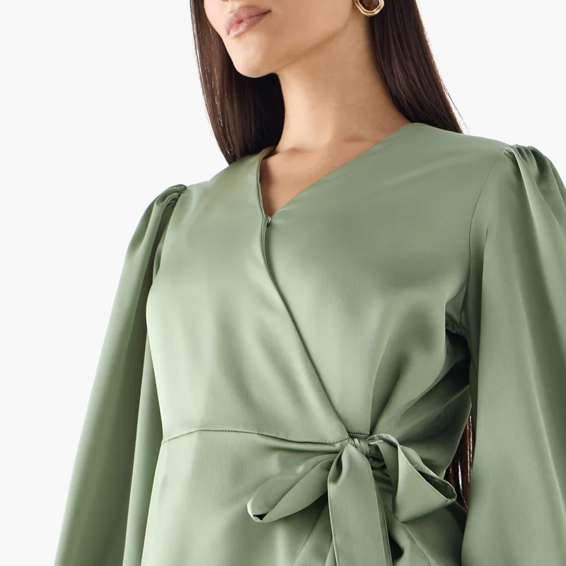 Iconic Iconic Plain Wrap Top with Tie-Up Belt