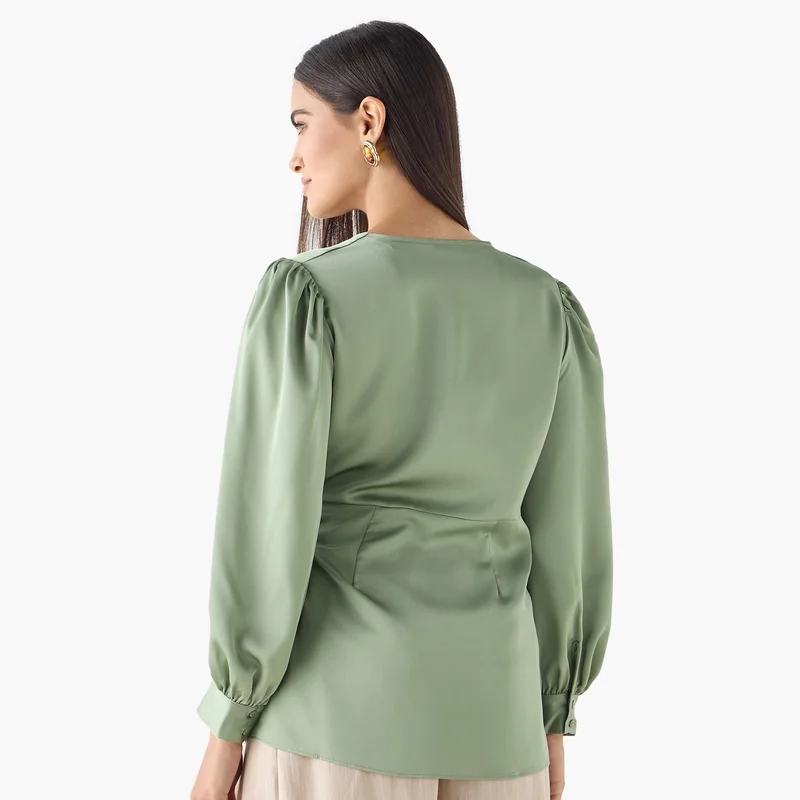 Iconic Iconic Plain Wrap Top with Tie-Up Belt