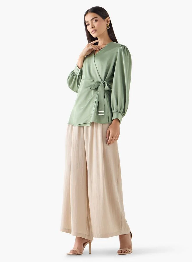 Iconic Iconic Wrap Top with Tie-Up Belt